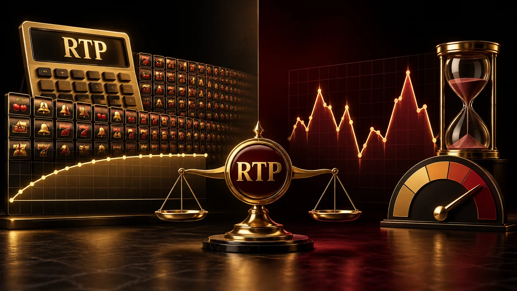 ภาพเปรียบเทียบค่า RTP ระยะยาวกับความผันผวนของผลลัพธ์ระยะสั้น